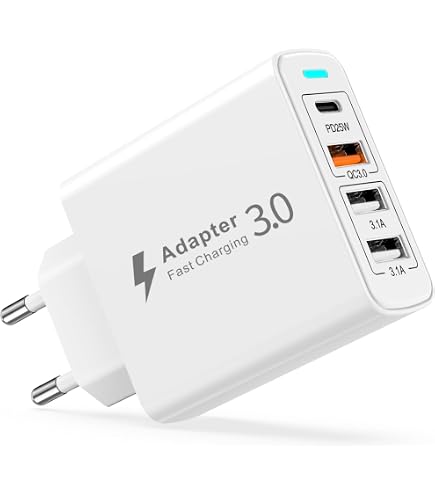 Teasteam Caricabatterie Da Muro 40W Con 3 Porte (USB + 2xPD) – Ricarica Rapida Per IPhone, Samsung, Tablet