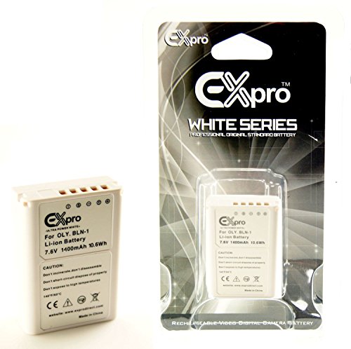 Ex-Pro Ultra White Series - Batería de repuesto para Olympus BLN-1 (1400 mAh, 7,6 V)