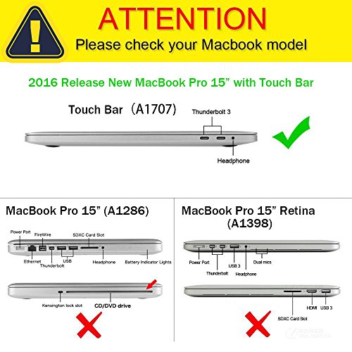 Neue MacBook Pro 15 Schutzhülle Schale 2016,Ultra Slim Plastik Hard Kunstoff Case Hartschale Hülle für Neueste MacBook Pro 15.4″ Zoll Retina (2016 Freisetzung) A1707 Touch Bar und Touch ID,Frost Klar - 3