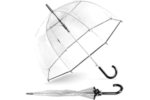 Generisch Klare Luftblase Regenschirm Rainproof Canopy Klare Regenschirme für Erwachsene,Perfekt für Hochzeiten Graduierung Foto - J Hook Griff automatisch öffnen
