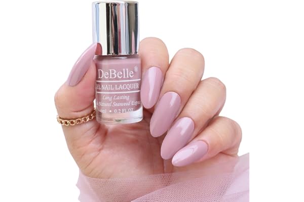 DeBelle Gel Nail Polish Blissful Elizabeth(Light Pink Mauve Nail Paint) Non UV - Gel Finish Chip Resistant Seaweed Enriched Formula Long Lasting Cruelty and Toxic Free 6ml