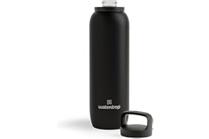 WATERDROP MICRODRINK waterdrop® Borraccia Termica 1 litro, Borraccia con Beccuccio, Acciaio inox senza BPA, Borraccia Bambini, Palestra, Adulti, Bottiglia Termica per Bevande Calde e Fredde