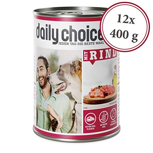 daily choice | 12 x 400 g | Nassfutter für Hunde | getreidefrei | Mit Rind | 70% Frischfleisch- und Innereienanteil Optimale Verträglichkeit