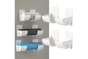 MYHIJU 4 Stück Nein Stanzen Küchen Organizer,Wand Montierter Müllsack Spender Organizer Küche Weiß Wandmontierter Trash Bag Kitchen Organizer Für Küche Aufbewahrung&Organisation Küchen Zubehör Ordnungssystem