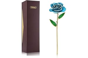 Zjchao kryształowy róż, wieczna róża, kwiat z pozłacanym 24 K, długi wałek w pudełku prezentowym, eleganckie prezenty na Walentynki, imprezy, Boże Narodzenie, urodziny dla kobiet i dziewcząt niebieski