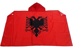 AZ FLAG - Umhangflagge Albanien - 150x90 cm - Albanische Cape Fahne 100% Polyester mit Messing-Ösen - 110g