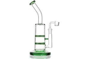RORA Bong en verre de 25,4 cm en forme de tuyau à eau en nid d'abeille avec bol en quartz de 14,5 mm (vert)