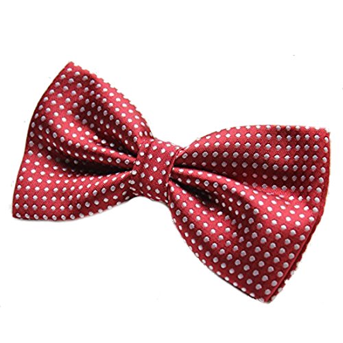 Mens Polka Dot Spotty Satin Bow Tie up to 17" (Red)
