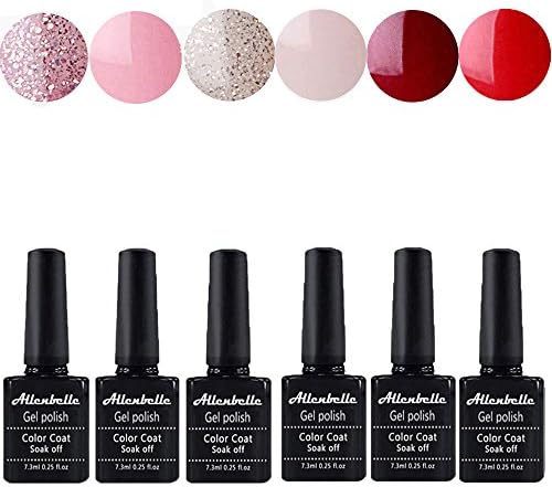 Allenbelle Gel Nail Polish Soak Off UV LED Gel Varnish Gel polish (Lot of 6pcs 7.3ML/pc) 012