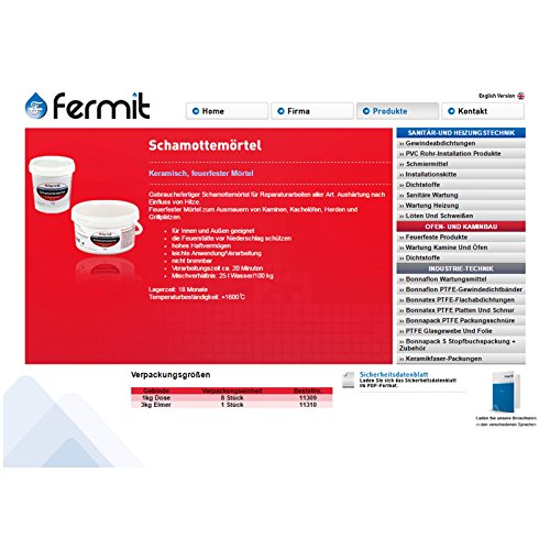 Fermit Schamottemörtel 1kg feuerfest Kleber Mörtel Schamottmörtel - 2