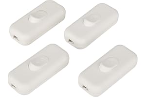 GLIROWY Torpedo Switch, 2.5Amp Inline Switch White for Small Appliance or Lamp Accepts 2 Core Flat Wire-4 Pack