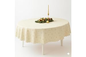 ‎DECOHOMETEXTIL HEIMTEXTILMANUFAKTUR Lurex Tischdecke Sterne Glitzer Weihnachten Christmas Gold Oval 160 x 220 cm