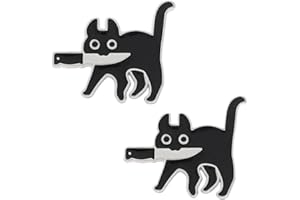 WUDAIZHI Gato Negro Con Alfombras De Dibujos Animados De Dibujos Animados Con Alfiler De Cuchillo Broch Pins Brooches Pins De La Solapa Insignia