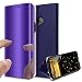 Produktbild HMTECH Huawei P20 Pro Hülle Luxus Spiegel Mirror Makeup magnetisch PU Leder Schutzhülle Handytasche Shell Tasche mit Standfunktion Flip Hard Case Cover Hülle für Huawei P20 Pro,Purple Mirror PU