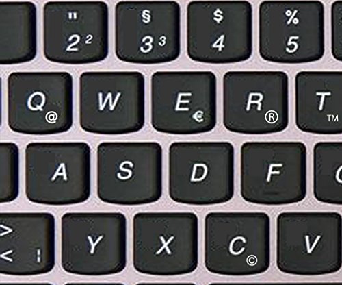 Deutsch Ersatz nicht transparent vollständiger Satz Schwarz Tastaturaufkleber mit weißen Buchstaben