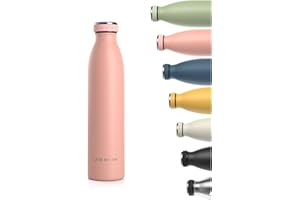 LARS NYSØM butelka do picia stal nierdzewna 750ml | izolowana butelka bez BPA 0,75 litra | szczelna butelka na wodę do uprawiania sportu, na rower, dla psa, dziecka, dzieci