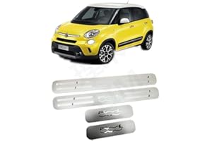 ENFILY 4 pezzi auto in acciaio inox davanzale battitacco piastre, per FIAT 500L 2014-2022, benvenuto Kick Plates pedale protezione copertura adesivo trim accessori auto antigraffio decorazione styling