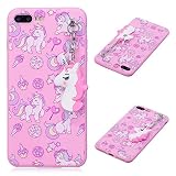  JIENI Funda Carcasa Silicona TPU Colgantes de Joyas de Unicornio Colorido Parachoques Rosa Caso Carcasa Case Cover para iPhone 8 Plus Y iPhone 7 Plus