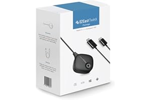 EZCast TwinX| Adattatore dongle per display wireless, banda dual de 2,4GHz e 5GHz, compatibile con iOS/Android/MacOS/Windows/Chrome OS, compatibile con Miracast, Airplay, DLNA, Chrome