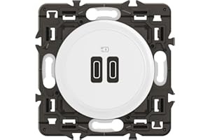 LEGRAND - Prise USB-C Double Céliane - 2 Ports USB-C 3A/20W - Recharge Tous Types d'Equipements Electroniques - Prêt à Installer - Blanc