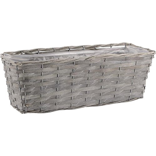 Wicker and Wood Planters Grey T1