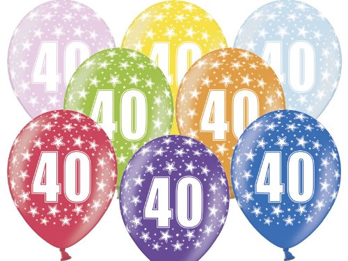 6 Luftballon 30 cm zum 40. Geburtstag - Zufällig gemischt aus 8 Farben - Kleenes Traumhandel®