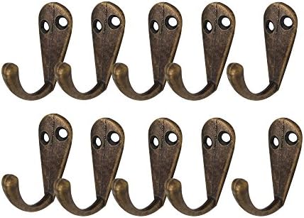 Kinashi Coat Hooks 10 Pcs Clothes Hooks Vintage Antique Iron Hooks Hat Coat Clothes Towel Robe Hooks Wall Hook Hanger for Kitchen Bathroom Bedroom Office Lavatory Closets (Mounting Screws Provided)