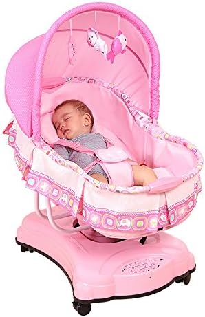 Brisk- Baby cradle Electric cradle bed With mosquito net Rocking chair cradle Neonatal Shaker Cradle bed Swing (Color : Pink)