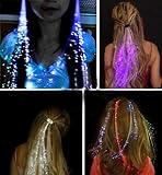 Set of 6 - LED Hair Extentions Clip Pony Tail LED Fiber Optic Light-up rainbow Hair Barrette Party
