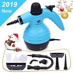 MLMLANT Nettoyeur à vapeur pressurisé portatif avec ensemble d'accessoires de 9 pièces - Multi-usages et multi-surfaces Nettoyage à la vapeur naturel, Auto, Patio (bleu-1)