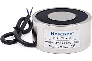 Heschen Elektromagneten Magnet Magnetventil HS-P80/38, OD: 80 mm, DC 12 V, 100 kg/220 lb