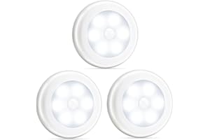 Novelty Place Luce Notturna a LED con sensore di Movimento - No Fili a Batteria Magneti integrati Cuscinetti Adesivi Opzionali - Confezione da 3