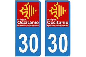 HADEXIA Autocollant Stickers Plaque immatriculation Voiture Auto département 30 Gard Logo Région Occitanie