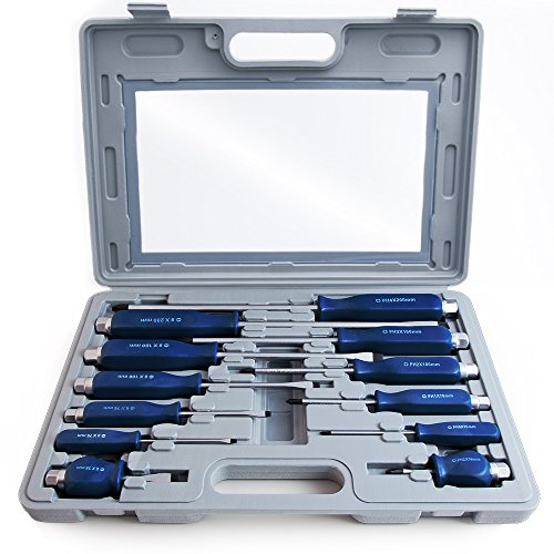 Monzana® Schraubendreher Satz 12 tlg Schlitzschraubendreher Kreuzschraubendreher inklusive Koffer Set - 2
