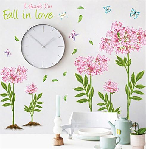 QTT Landscaping decorate bedroom living room romantic yarrow grass flowers background waterproof wall sticker 60cm*90cm