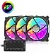 Produktbild LTC 3pcs RGB PC Gehäuse Lüfter IR RC Drehzahl Farbe einstellbar 120mm