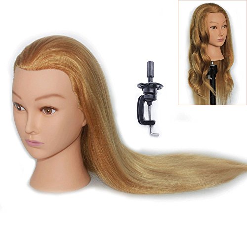 22" Training Head Hairdressing Hair Blonde Mannequin Manikin Doll With Clamp Holder (easy curling) EMK2716S