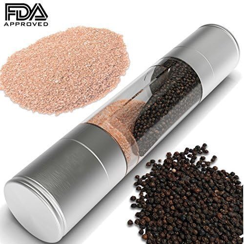 2 in 1 Salt and Pepper Grinder Mill Shaker Set – Easy to Use, High Quality Stainless Steel – Suitable for Herbs and Spices