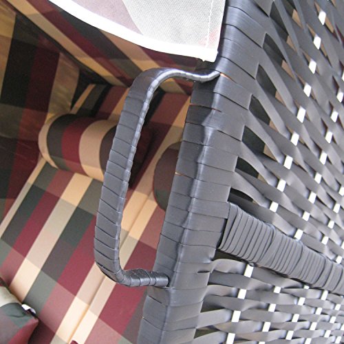 Zweisitzer Strandkorb mit klappbarer Rückenlehne für 2 Personen 118 x 80 x 160 cm (Grau) - 5