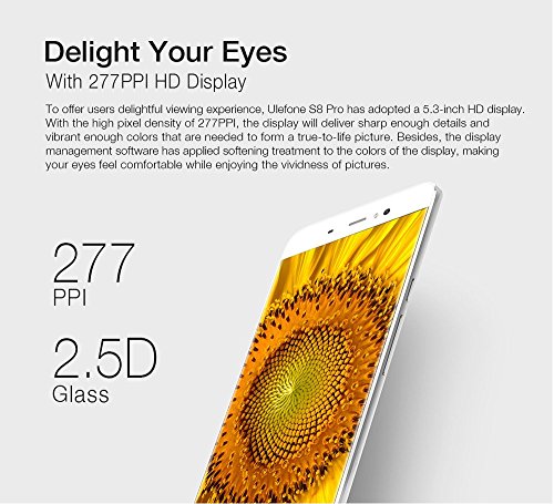Ulefone S8 Pro - 4G Smartphone ohne Vertrag (5.3 Zoll, Android 7.0, Dual rear Kamera, dual Blitzlichter, 2GB RAM 16GB ROM, 1280 x 720 pixel, MTK6737 Quad Core 1.25GHz, dual Sim, Fingerabdruck) (schwarz)