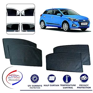 Auto Pearl Z Black Window Plug-in Half Sun Shades Car Curtain for - I20 Elite 2018 - Set of 4 Pcs