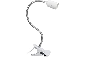 CXtech Lámpara de mesa LED con pinza, portalámparas E27, cuello de cisne, lámpara de escritorio, base de lámpara, para plantas, lámpara de calor, lámpara de lectura