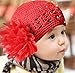 Demarkt Infant Toddler Baby Girl Handmade Hat Guaze Flower Cap Winter Knit Crochet Red