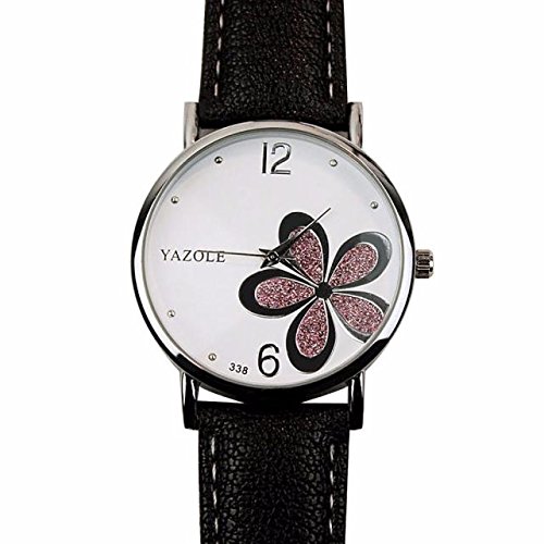 Preisvergleich Produktbild Damenuhren,Weiblich Einfache Blume Uhr Quarz Armbanduhren-Tonsee (Weiß+rosa)