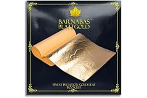 Barnabas Blattgold: Professional Quality Imitation Gold Leaf Sheets, 100 Sheets, 14 x 14 cm Booklet