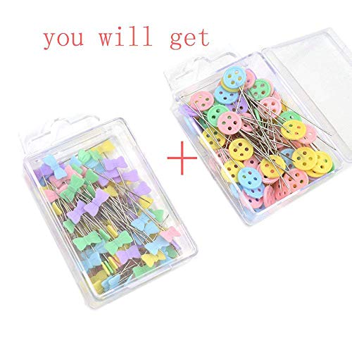 YJZ - 100 alfileres de colores con cabeza plana para costura
