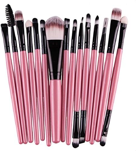 Yistu Makeup Brush, 15 pcs/Sets Eye Shadow Foundation Eyebrow Lip Brush Makeup Brushes (Pink)