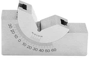 OUMEFAR Angle réglable V Block 3 x 2.5 x 3.6 cm Haute précision 0–60 ° Angle de fraisage Bloc en acier inoxydable Machine Blocs pour fraisage tour