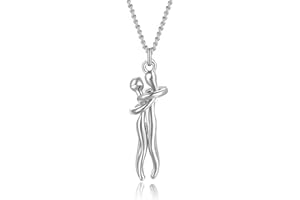 Qings Collana Abbraccio per Coppia in Argento Sterling 925 Collanas Pendente a Forma di Cuore Abbracciato Regalo di Compleanno o Anniversario per Lui, Lei e Mamma