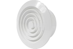 REPA MARKET 4'' Inch / 100 mm Vent Cover, White Plastic Ceiling Air Vent, Louvered Grille Intake Cover, Outdoor Indoor, Built-in Screen Mesh, Round Exhaust or Supply Soffit Grille for HVAC